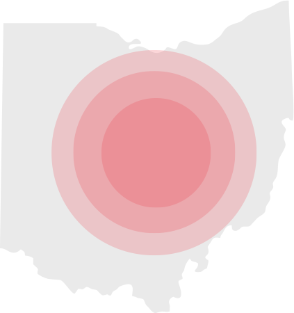 Map Ohio service area map highlighting Central Ohio communities served by Weekley Electric.